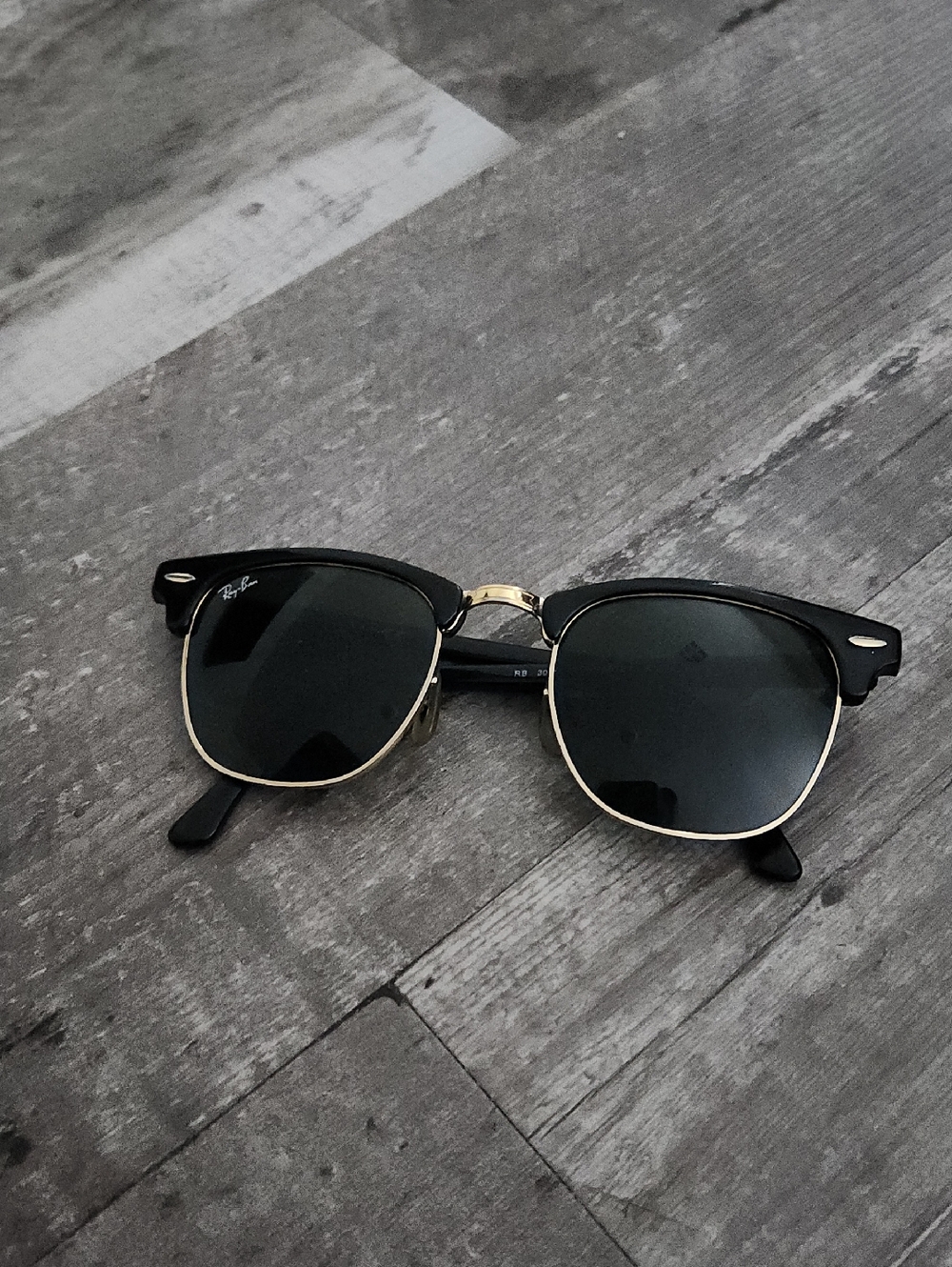 Fair Condition Ray-Ban Black and Gold Tone Clubmaster Sunglasses